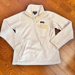 Patagonia Cream Fleece Quarter-Zip Pullover - Size Medium